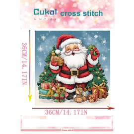 51buyoutgo Santa Claus 11ct Cross Stitch Kits, 11 CT Funny Pre Printed Counted Stamped Cross Stitch Embroidery Needlepoint Patterns Kits for Adults Beginners Christmas Crossstitch 36x36 cm