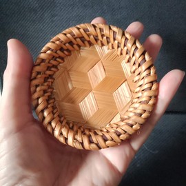 Strong689 Coasters Hot-Cold Vintage Bamboo Handmade Natural Coasters Drink Holders Kitchen Bedroom Living Room Coffee Table 2 Pcs