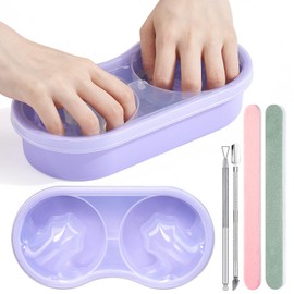 Dual Nail Soaking Bowl Acetone Proof: Soak Off Gel Nail Polish Dip Powder Remover Bowl- Cut the Soaking Time in Half Manicure Bowl for Salon Home (D2-Purple)