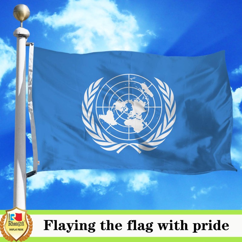 rhungift United Nations Flag 3x5 Ft Large, Both Sides 100D