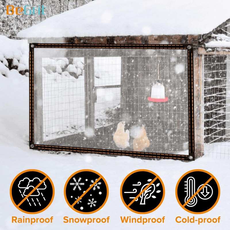 BeGrit Clear Tarps Waterproof Transparent Tarpaulin with Grommets, Dustproof Rainproof