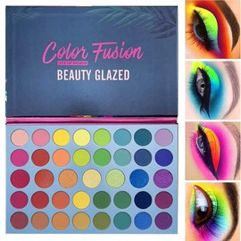 Beauty Glazed 39 Pop Colors Matte Shimmer Eyeshadow Palette Highlight Colored Colorful Long Lasting Waterproof Makeup Palette Cosmetics Metallic Color Natural Blend Makeup Eyeshadow Powder