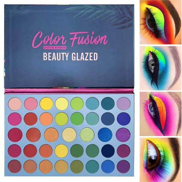 Beauty Glazed 39 Pop Colors Matte Shimmer Eyeshadow Palette Highlight Colored Colorful Long Lasting Waterproof Makeup Palette Cosmetics Metallic Color Natural Blend Makeup Eyeshadow Powder