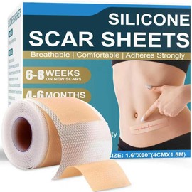 Láminas de silicona para cicatrices, cinta de silicona para eliminar cicatrices (rollo de 1,5 m, 4 x 152 cm), tiras de silicona reutilizables para cirugías, cesáreas, abdominoplastias, cicatri