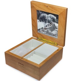 falado Natural Solid Wood Wind-up Music Box Photo Frame Jewelry Musical Box, Tune of You are My Sunshine