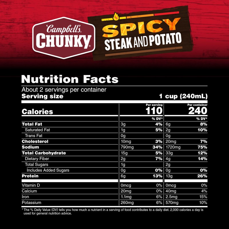Campbell's Chunky Soup, Spicy Steak and Potato Soup, 18.8 oz