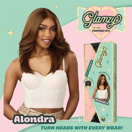 Sensationnel Glamzy Lace Part Wigs - Alondra Glueless Hand Tied Wider Parting Synthetic Hair (MP/HAZEL)