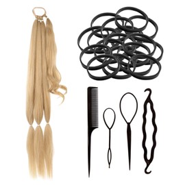 1 Stück Goldener Pferdeschwanz Mit 100 -Teiligen Haarringen Und 4 -Teiliges Haarnadel, Frisur -Herstellungswerkzeuge, Stilvolle Und Personalisierte Perücken.