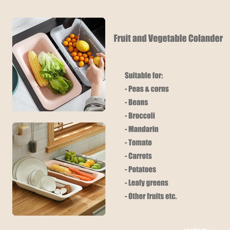 FOREVERIE Expandable Sink Colander Strainer, Veggies and Fruit Drainer, Noodle