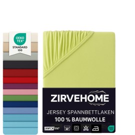 Fitted Sheet, 90 x 200 - 100 x 200 cm, Jersey Fitted Sheet, 100% Cotton, Comfort Bed Sheet for Mattresses up to 30 cm Height, Fitted Sheet Colour Apple Green