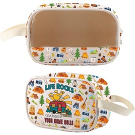 WSNANG Camper Gifts Happy Camping Life Campsite Outdoors RV Travel Hiking Luggage Waterproof Pouch (Camping CB2 CA)