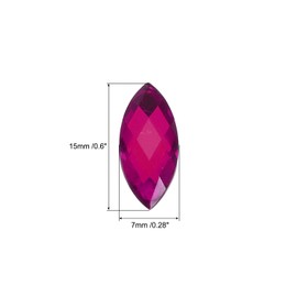 MECCANIXITY 100Pcs Acrylic Horse Eye Gems 7x15mm Flat Back Artificial Rhinestones for DIY Crafts Bead Wedding Party Face Painting Jewelry Making Rose Red