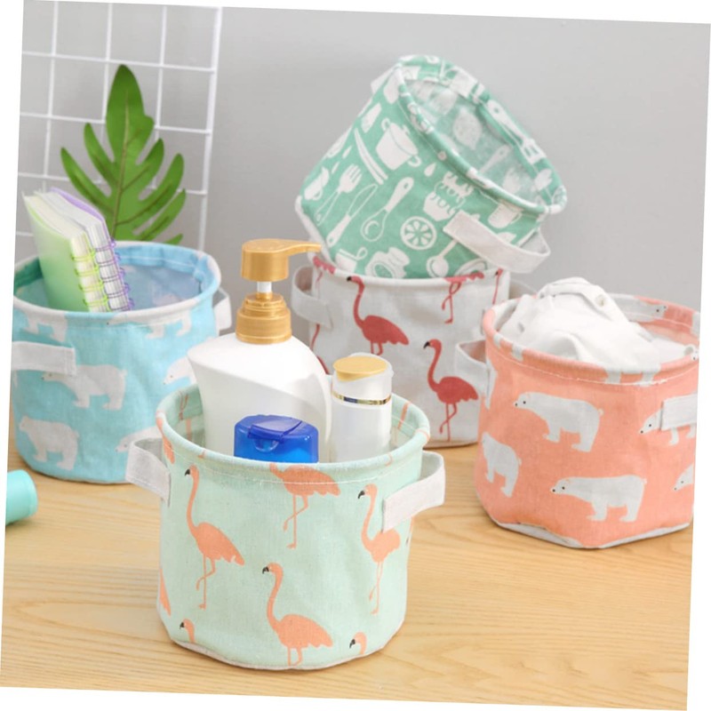 OHPHCALL 2pcs Cotton Linen Storage Baskets Random Pattern Soft and