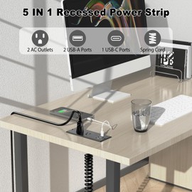 in-Drawer Outlet Kit: Organize Your Space with 2 AC Outlets (15Amp) & 3 USB Ports for Bathroom Bedroom Kitchen, IPX6 Waterproof, ETL Listed.