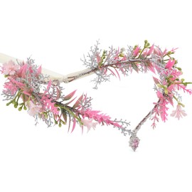 MOSTORY Pink Flower Elf Crown - Woodland Fairy Crown for Renaissance Costume Accessories Women, Floral Elven Circlet for Fairycore Aesthetic Renfaire Cosplay Fairytale