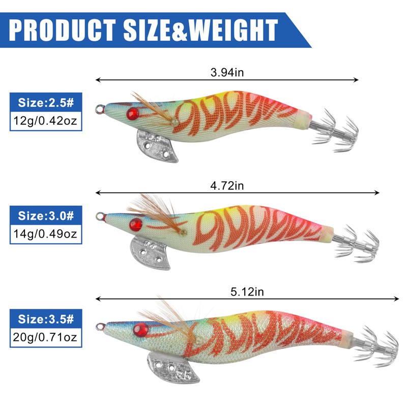 10pcs Wrapped Prawn Lure Octopus Shrimps Fishing Squid Jig Lures