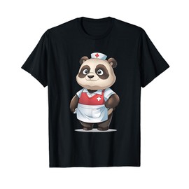 Cute Panda Nurse Cartoon Art For Healthcare T-Shirt