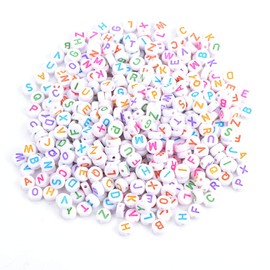 Letter Beads, 500Pcs 7 Colors Acrylic Letter Beads A-Z Round Alphabet Beads for DIY Bracelet Necklace