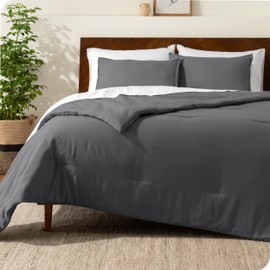 Bare Home Comforter Set - Queen Size - Ultra-Soft - Goose Down Alternative - Premium 1800 Series - All Season Warmth (Queen, Grey)