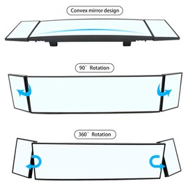 Large Vision Wide Angle Car SUV Truck Van Pickup Interior Rear View Rearview Mirrors Auxiliary Angle Setting Panoramic Wide Angle Mirror (15"/38cm)