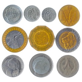 Hobby of Kings 10 Different Coins from Algeria | Old Collectible Algerian Money Centimes Dinars | Circulated, Graded by Hobby of Kings