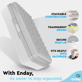 Enday Pencil Box Grey, Plastic Dots Pencil Case, Multipurpose Storage Utility Box Organizer with Snap Closure for Home and Office