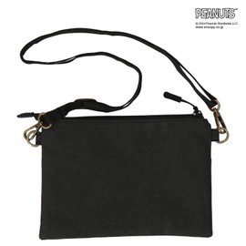 Peanuts Snoopy Shoulder Pouch, Horizontal Shoulder Pouch, 27701530, Women's, Black [A]