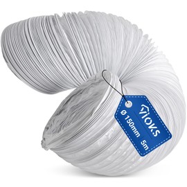 VIOKS Exhaust Hose, Dryer, 6 Metres, White, Air Conditioning Hose, 125 mm Diameter, Made of PVC, Dryer Hose, Air Conditioning Hose, Air Conditioning Dryer, Exhaust Hose