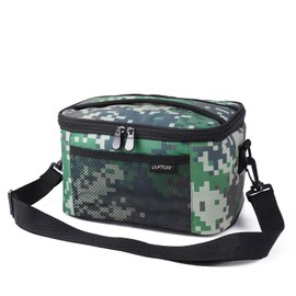 ONTESY Isolierte Lunchtasche, wasserdicht, weich, klein, Kühltasche mit Schultergurt, für Männer, Frauen, Jungen, Mädchen, Kinder, für Arbeit, Schule, Picknick (Camouflage-Pixel)