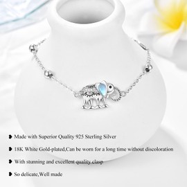 Palpitate Elephant Bracelet Moonstone Elephant Bracelets for Women 925 Sterling Silver Elephant Jewelry Gifts for Women Mom Grandma Mothers Day