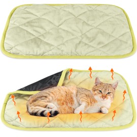 Clysee 2 Pack Self Heating Cat Mat Self Warming Pet Pads Washable Self Heating Kennel Mat Dog Crate Pad Reflects Body Heat Non Skid Cat Thermal Pads for Puppy Cat Indoor Outdoor (Beige, 16 x 20 Inch)