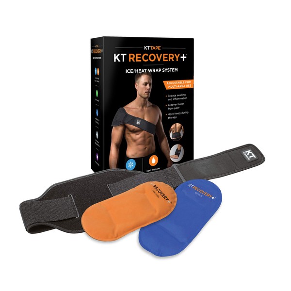 KT TAPE Recovery+ Compression Pad Therapy System, Heating & Ice Pack with Adjustable Wrap for Back/Muscle Pain Relief, Black