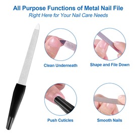 HomeyEra Fingernail Files (6 Pack), Metal Nail Files for Natural Nails Stainless Steel 6 Inch Nail File with Sharp Pointed Tip Non Slip Handle, Finger Nail Filers for Women Sapphire Grit Sword Diamond Black