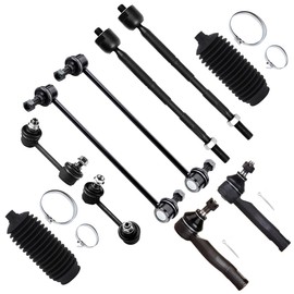 SCITOO 10pcs Suspension Kit Outer Inner Tie Rod End w/Boot Sway Bar End Link Replacement For 2005-2010 For Scion tC
