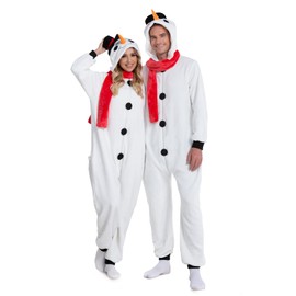 HSCTEK Snowman Onesie Adult, Christmas Onesie Pajamas Women Men, Family Snowman Costume Teen X-Large