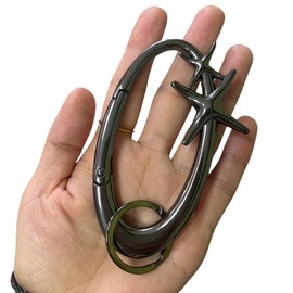 Cute Star Carabiner Keychain Y2K Cool Stainless Steel Heavy Duty Black Silver Starfish Carabiner Belt Loop Clip for Men Women Bag Purse Gift