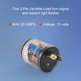 LDMINDA 2 Pin Electronic Flasher Relay 12V Turn Signal Light Blinker Relay 2 Prong Flasher 20 Amps Fix Turn Signal Bulbs for Universal Model