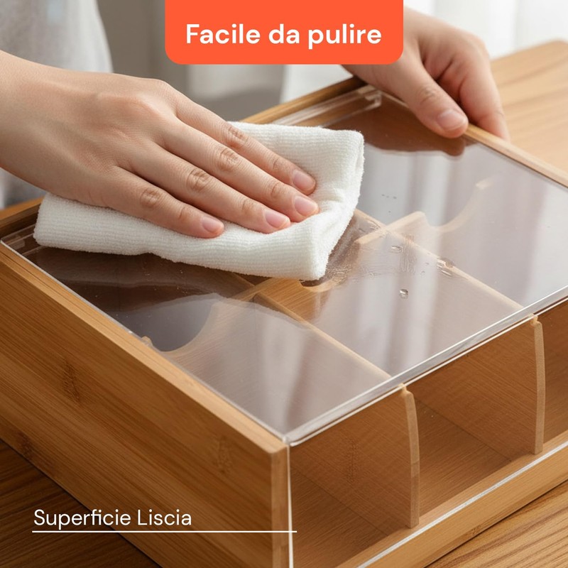 Avilia Organizer Bambù 6 Scomparti Porta Tisane e Capsule Caffè