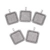 KISSITTY 10-Piece Antique Silver Blank Bezel Cameo Tray Square Pendant
