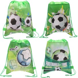 Gym Bag Boys, Fabric Bag with Drawstring, Sports Bag Children Boys, Football Birthday, Drawstring Bag, Gym Bag, Pouch for School, Outdoor, Gym, Sports, Pack of 4, 27 x 34 cm, b, L