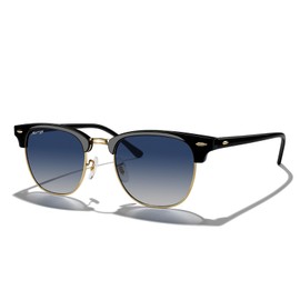 MERRY'S Classic Square Semi-Rimmed Polarized Sunglasses for Men Women S6016, Black Frame/Gold Bridge/Anti-blue Light Lens, Lens Width: 51 Millimeters