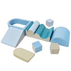 SPOFLYINN 8 Pieces Climb Crawl Activity Play Set for Toddler Indoor Foam Shape Climbing Toys Gym Equipment for Boys Girls Colorful