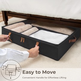 StorageWorks Shoe Organizer for Closet, Fits up to 24 Pairs, 2-Pack Ultra-thick Fabric Under Bed Shoe Storage Containers with Bottom Support and Adjustable Dividers, Black