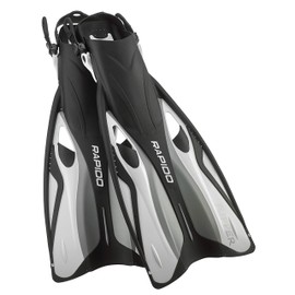 Phantom Aquatics Rapido Boutique Collection Flipper Open Heel Adjustable Snorkel Fin with Snorkeling Gear Carry Bag (White, s/m, US: 6-9 / EU: 38-42)