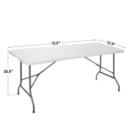 SEGAWE 6ft Folding Table Plastic Indoor Outdoor  Plastic Folding Bench White Portable