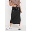 PixieGirl Black Faux Leather Side Split Maxi Skirt Petite