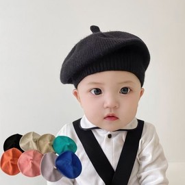 Kids Baby Beret Hat, Ins Style Fall Winter Thin Breathable Stylish Knitted Ear Hat Free Size/Khaki 15ea