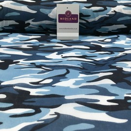 Blue 1 metre pack Army Military Camouflage Polycotton Fabric 110cm Wide MS1352 Mtex