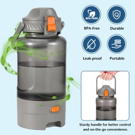 Turchongeco Outdoor Dog Water Bottle 50oz Leakproof Portable Pet Water Dispenser with Handle for Travel Hiking Camping Beach Trips BPA Free Must Have for Active Pets (Grey)