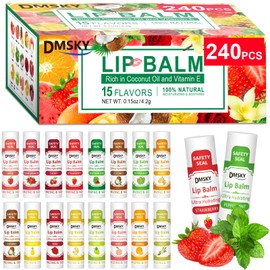 Dmsky- Bálsamo labial DMSKY, paquete de 240, bálsamo labial a granel con vitamina E y aceite de coco, bálsamo labial hidratante para labios secos     